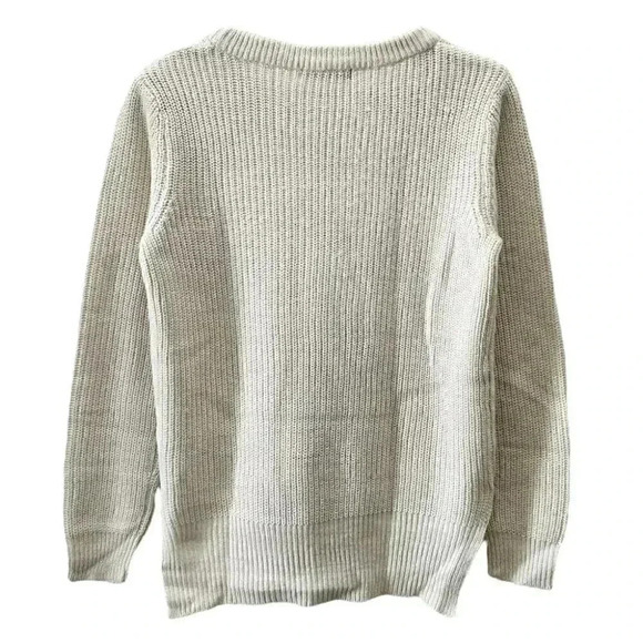 Devoted Sweater Lace Front Keyhole Neckline High Low Hem Light Beige Small - Picture 14 of 16